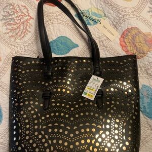 Max Edition Black Tote with Gold Accents, Brand New with Tags, many compartments